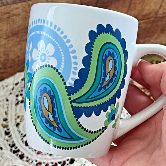 Vintage Mod Paisley Coffee Mug Royal Norfolk - Picture 1 of 9